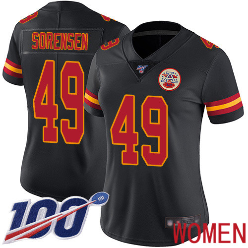 Women Kansas City Chiefs 49 Sorensen Daniel Limited Black Rush Vapor Untouchable 100th Season Nike NFL Jersey
